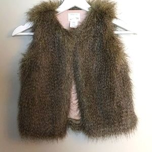Crewcuts Faux Fur Brown, Tan Girls Vest Sz ML
